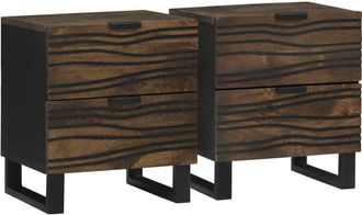 vidaXL Vidaxl - Bedside Cabinet 2 pcs Walnut 40 x 33 x 46 cm Solid mango wood
