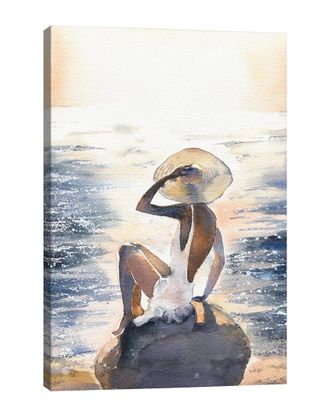 iCanvas Icanvas Woman On A Rock Wall Art By Marina Ignatova