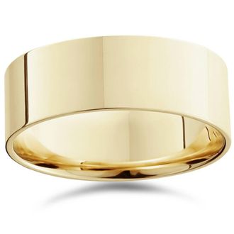 Pompeii3 8mm Flat High Polished Wedding Band 10K Yellow Gold Size Selectable
