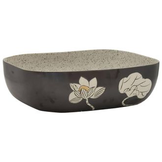 Berkfield Home Countertop Basin Grey & Black Rectangular 48x37.5x13.5 cm Ceramic