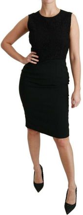 Dolce & Gabbana WoMens Black Lace Gown Bodycon Sheath Dress Cotton - Size 6 UK