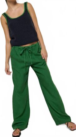 Nation Ltd Lucia Tie Waist Pants In Green Lawn