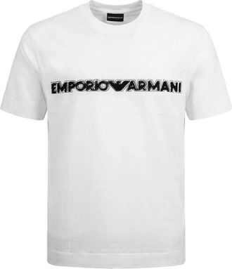 Emporio Armani T-shirt met ronde hals - Heren - T-shirts - Wit - L - Katoen - Tops