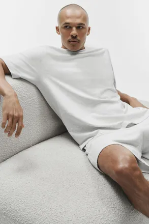 Alo | Double Take Short Sleeve Top in White Heather, Size: Medium