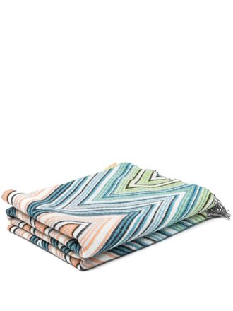 Missoni Home Coperta con motivo a zigzag (190cm x 130cm) - Verde