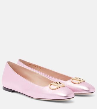 Valentino Garavani VLogo metallic leather ballet flats