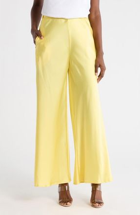 Renee C Satin Wide Leg Pants in Butter at Nordstrom Rack, Size X-Large