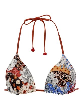 Agua Bendita Lolita Quilt bikini top - women - Elastane/Recycled Polyester - M - Neutrals