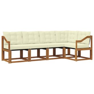 vidaXL Conjunto De Sof&aacute;s De Exterior Con Coj&iacute;n 5 Pcs Natural Y Crema Vidaxl