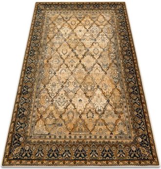 RugsX Rugsx - Wool carpet omega Grenada Frame, diamonds, oriental - cognac beige 200x300 cm