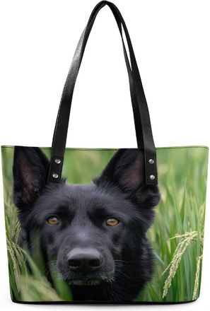 Generic Black German Shepherd Dog Tote Bags for Women Cute Shoulder Purses Handbags