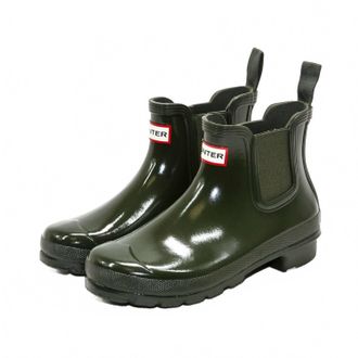 Hunter Womens Original Gloss Chelsea Boots In Dark Olive