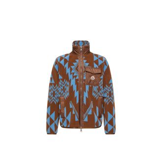 Moncler Moncler Geometric Teddy Zip-up Hoodie, Men, Brown, Size: 3xl