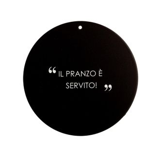 KASANOVA Sottopentola nero tondo 20 cm con scritta in stoneware