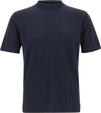 FILIPPO DE LAURENTIIS T-shirt met borstzak - Heren - Tops - Blauw - Maat: 3XL Katoen