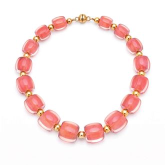 Gold & Honey Womens For Brunch Beaded Lucite Necklace In Watermelon