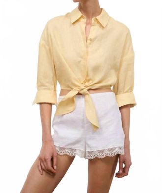 Staud Lisa Linen Cropped Top In Butter