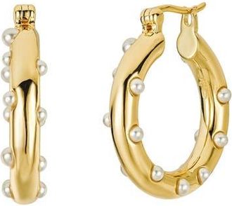 Untamed Petals Paris Pearl Hoops in Gold at Nordstrom