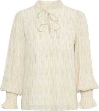 Part Two Witkap glinsterende blouse met glinsterdetails - Dames - Blouses - Wit - 2XS - Overhemden