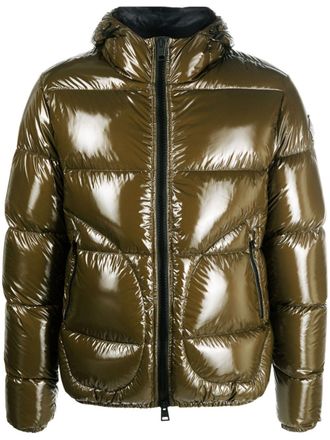 Herno padded hooded down jacket - men - Polyamide/Polyurethane/Polyamide/Cotton/Silicone/Down/Feather - 50 - Green