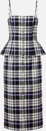 Carolina Herrera Vestido midi de lana a cuadros trompe loeil