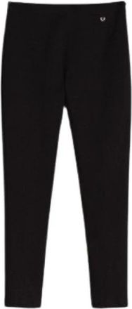 Twinset Geribbelde Leggings met Zijrits - Dames - Leggings - Zwart - M - Broeken
