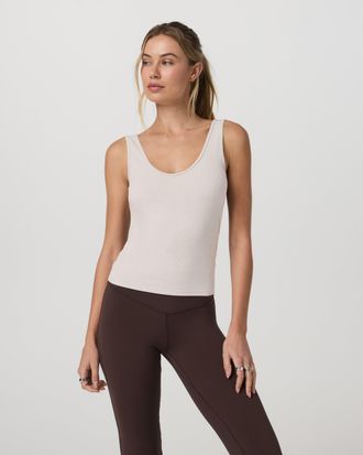 Vuori Clothing Pose Twin Tank Top | Ecru Heather | XS, Size Extra Small