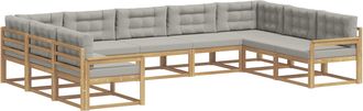 vidaXL Conjunto De Sof&aacute;s De Exterior 9 Uds. Blanco Y Gris Claro Vidaxl