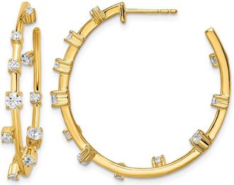 Diamond2Deal 14k Yellow Gold 1 ct Lab Grown Diamond Hoop Earrings VS Clarity, D-E Color