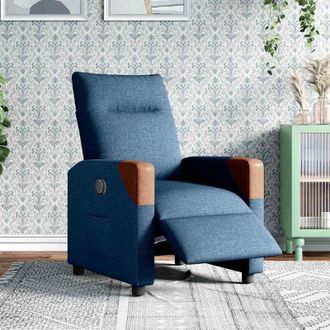 vidaXL Poltrona Reclinabile Elettrica Blu in Tessuto 700362