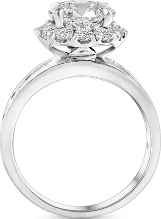 Pompeii3 Certified 5Ct Lab Grown Diamond Halo Engagement Ring 14k White Gold