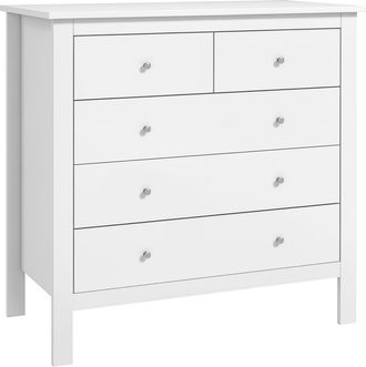 OEM C&oacute;moda Con 5 Cajones Con Patas Elevadas Cajonera Para Sal&oacute;n Oficina Estilo Moderno 79x39,5x80,5 Cm Blanco