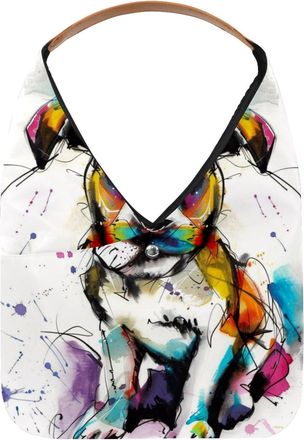 Generic Graffiti Puppy Watercolor Dog (7) Reusable Lightweight Grocery Bags - Foldable Into Compact Pouch, Washable & Sturdy, Multipurpose for Shopping and Tr