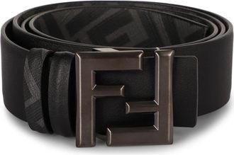 Fendi Belts, male, Black, Size: 95 CM Squared FF Reversible Leather Belt