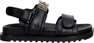 Guess Fabelis Platte Sandalen - Dames - Sandalen - Zwart - 36 EU - Leer - Schoenen