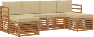 vidaXL Conjunto De Sof&aacute;s De Exterior 6 Uds. Natural Y Beige Vidaxl