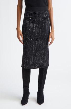 Veronica Beard Corbin Sequin Knit Pencil Skirt in Black at Nordstrom, Size X-Small