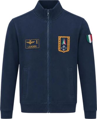 Aeronautica 262Fe 2130Uf 00689 Volledige Rits Sweater - Heren - Vesten met rits - Blauw - 2XL - Katoen - Hoodies & sweatvesten