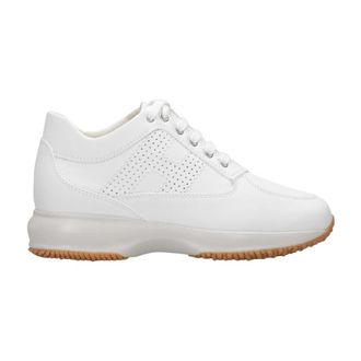 Hogan Witte leren sneakers met geperforeerde zijkant - Dames - Sneakers - Wit - 40 EU - Leer - Schoenen
