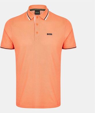 HUGO BOSS Mens Paddy Short Sleeve Polo Shirt - Orange - Size: 40