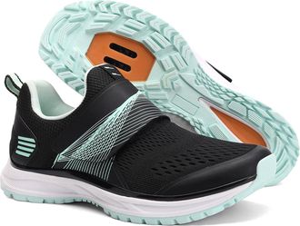 Generic Women Comfortable Spinning Cycling Shoes - Unisex Breathable Indoor Outdoor Mountain Bike Cycling Shoes Compatible SPD (Black and Green,8.5)