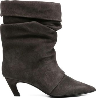 Ash Donkergrijze Su&egrave;de Puntige Neus Schoenen - Dames - Laarzen met Hak - Grijs - 38 EU - Su&egrave;de - Schoenen