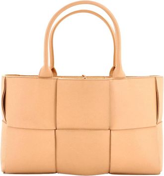 Bottega Veneta Beige Maxi Intrecciato Leather Arco Tote Medium (Authentic Pre- Loved)
