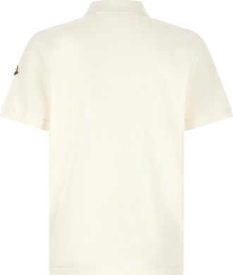 Moncler Logo-Patch Cotton Piqu&eacute; Polo Shirt - Cream