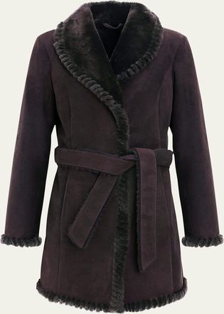 Gorski Merino Shearling Lamb Belted Stroller With Whipstitch Trim