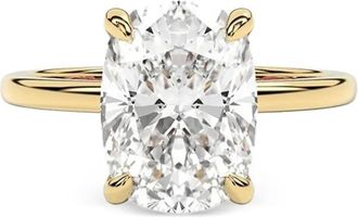 Tilla 14kt geelgouden Solitaire ring met in laboratorium gekweekte kussen geslepen diamant