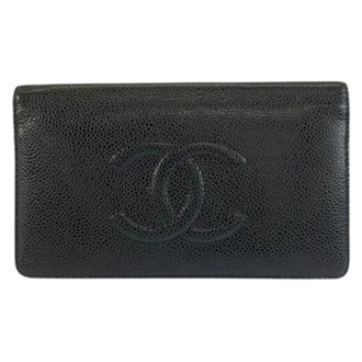 Chanel Pre-owned Zwart Leren Lange Portemonnee - Dames - Pre-owned - Zwart - Maat: ONE Size Leer
