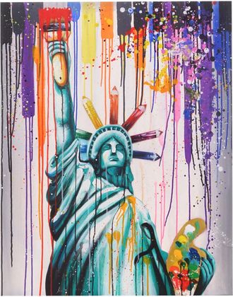 Hhg Hhg - Pintura Al &Oacute;leo Estatua De La Libertad, 100% Pintado A Mano Mural 3d Pintura Xl, 100x80cm