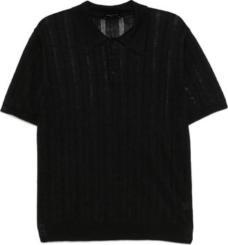 Roberto Collina Polo in maglia traforata - Nero