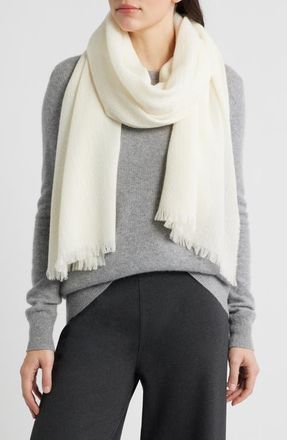 Vince Check Cashmere & Wool Scarf in White at Nordstrom